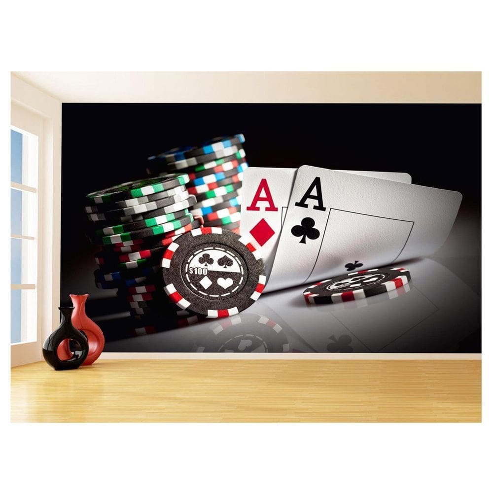 Papel De Parede 3D Salão De Jogos Cartas Poker 3,5M Jcs43