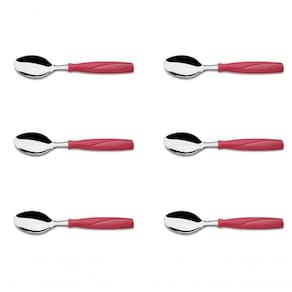 Kit 6 Colher De Mesa Aço Inox Vermelho Brinox