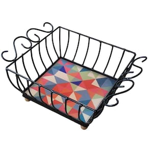 Fruteira De Mesa Ferro E Azulejo Quadrada Grande Pra Cozinha Azulejo G7