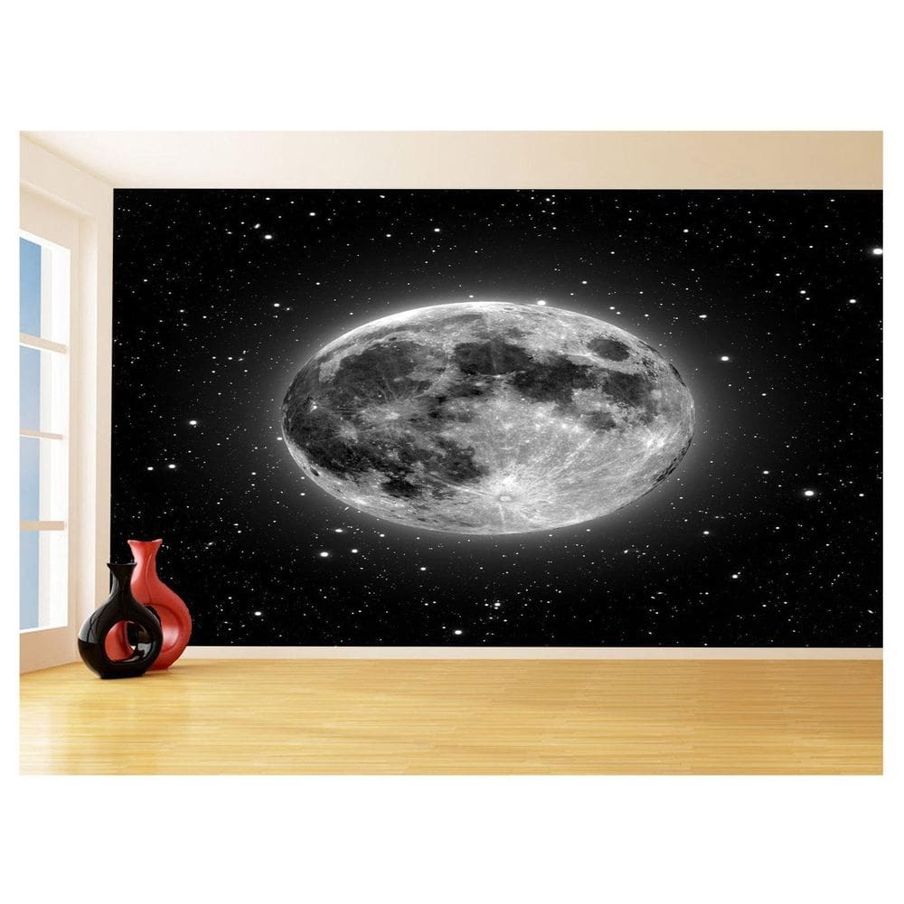 Papel De Parede Céu Lua Cheia Estrelas Espaço 3,5M Nsk122