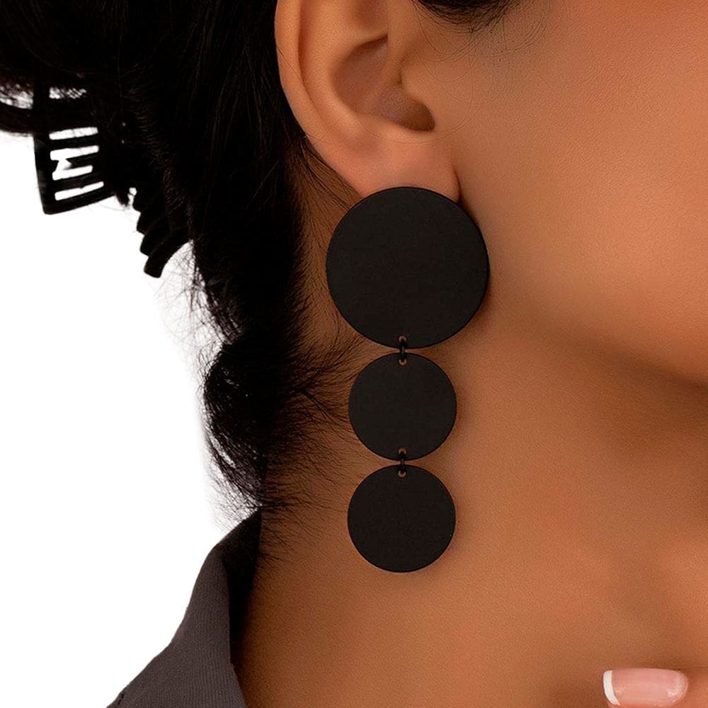 Brinco Feminino Pendentes Redondos Círculos Elegância