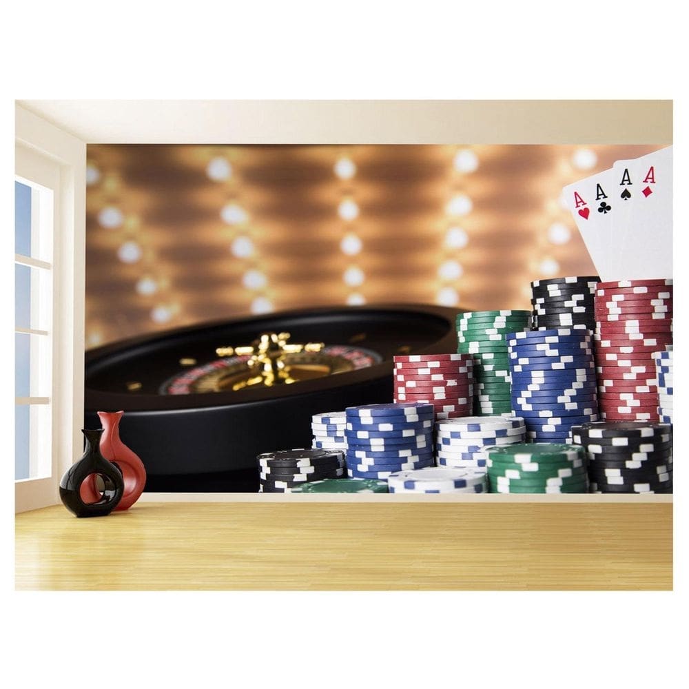 Papel De Parede 3D Salão De Jogos Cartas Poker 3,5M Jcs91