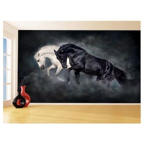 Papel De Parede Animais Casal Cavalos Fazenda 3,5M Anm333