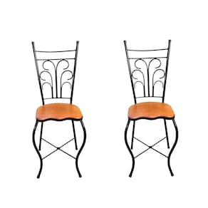 Cadeira De Jantar Para Mesa De Chá Conjunto Com 2 Estilo Industrial Rustica Ferro E Madeira Artesanal