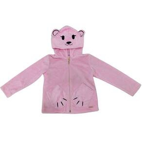 Jaqueta pele capuz infantil menina Mon Sucrê cru /rosa