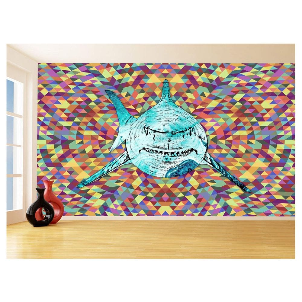 Papel De Parede Animais Pop Art Tubarão Cores 3,5M Pxa535