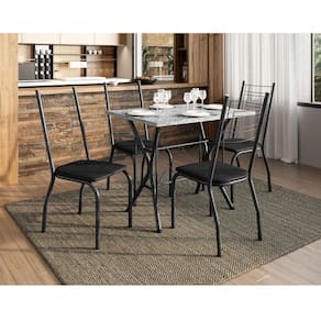Mesa de Jantar Ambiente Bruna 100x60 cm com Granito Ocre Itabira com 4 Cadeiras 063 Preto – Artefamol