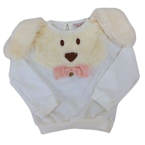 Blusão moleton infantil com pele fem Mon Sucrê off white