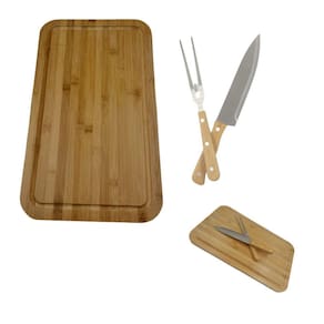 Kit tabua, faca e garfo de churrasco presente pai