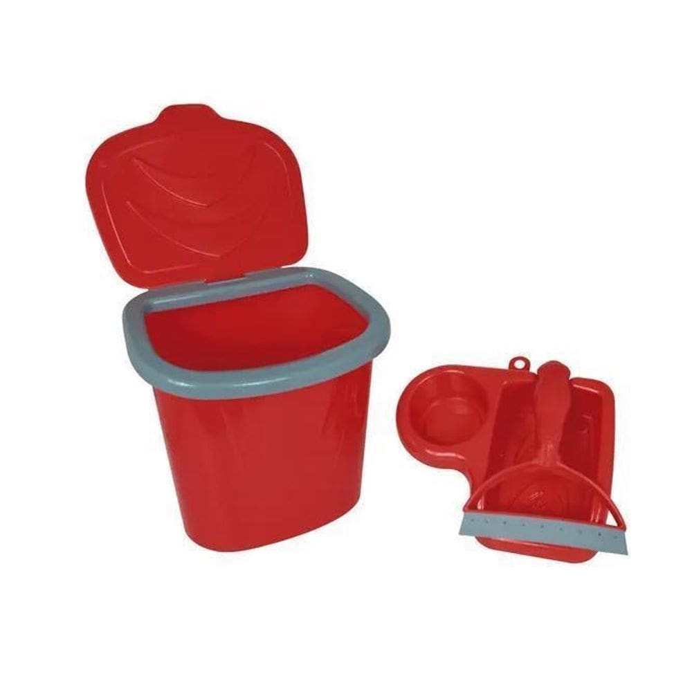 Kit para pia com lixeira, rodo e porta detergente colors