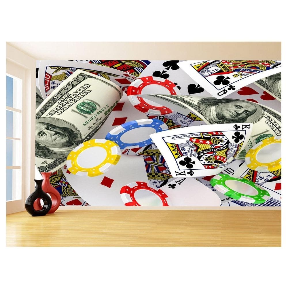 Papel De Parede 3D Salão De Jogos Cartas Poker 3,5M Jcs60