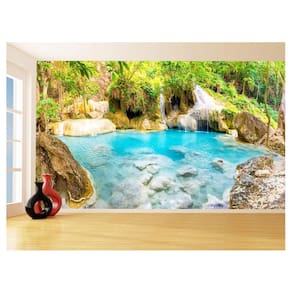 Papel De Parede 3D Paisagem Cachoeira Florestas 3,5M Nch239