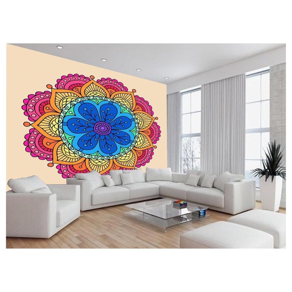 Papel De Parede 3D Arte Mandala Cores Relax Spa 3,5M Tra39