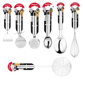 Kit utensílios cozinha 7 peças aço inox