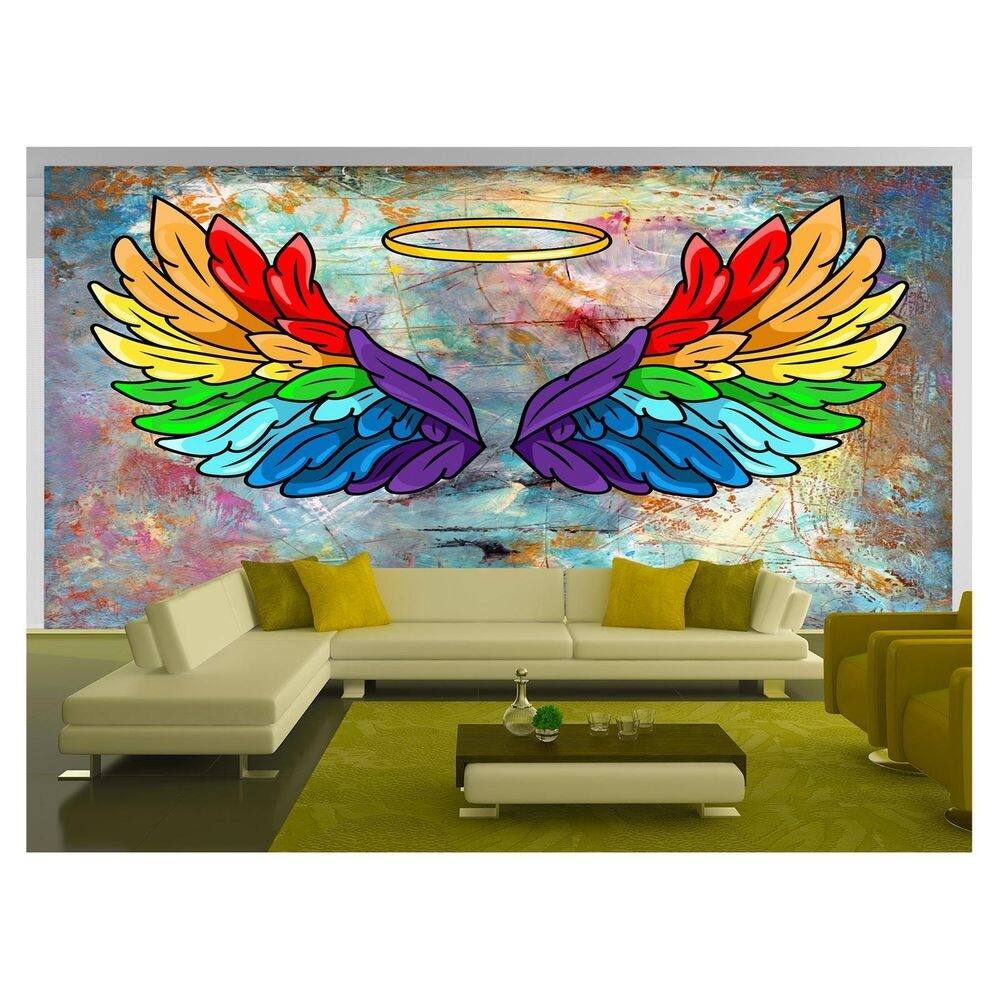 Papel De Parede 3D Arte Asas Selfie Insta Cores 3,5M Tra353