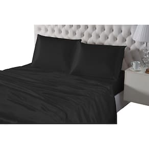 Jogo de cama lençol seda casal padrão preto com fronhas
