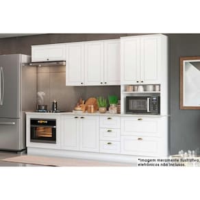 Cozinha Completa Americana 7 Peças (2 Armários + 1 Paneleiro + 2 Balcões + 2 Complementos) C5P42 Branco - Henn
