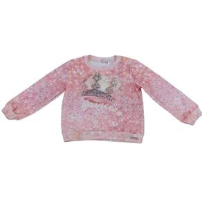 Blusa infantil manga longa com brilho fem Mon Sucrê rosa