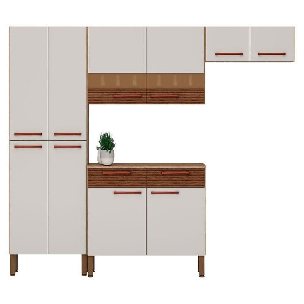Kit Cozinha Nala 4 Peças Nogueira Off White Ripado - Kits Paraná