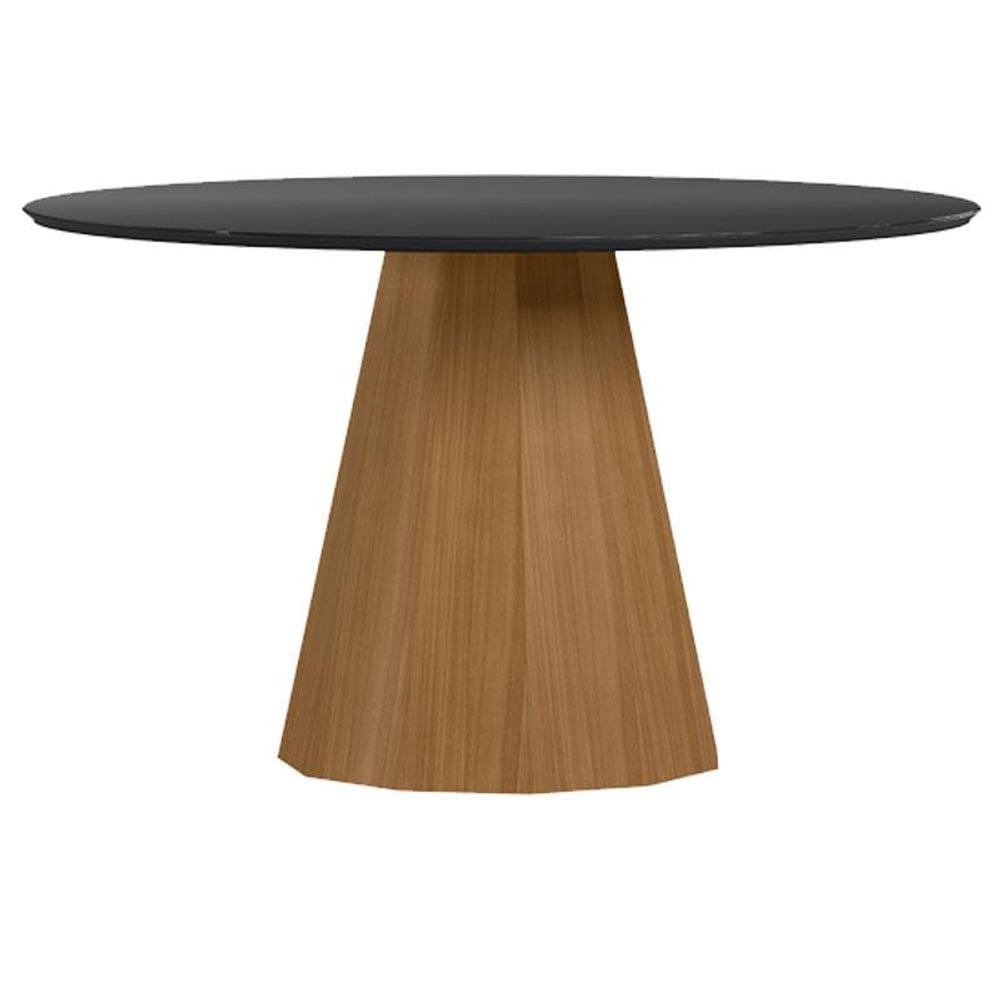 Mesa de Jantar 135x135 cm Isis com Vidro Ype Preto – New Ceval
