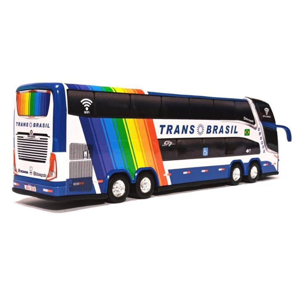 Brinquedo Miniatura Ônibus Trans Brasil Azul 30Cm