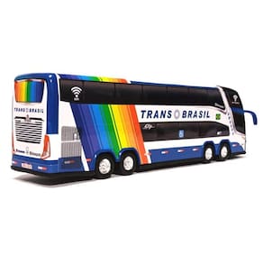 Brinquedo Miniatura Ônibus Trans Brasil Azul 30Cm
