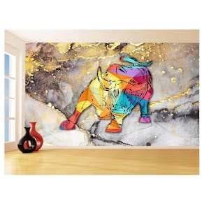 Papel De Parede 3D Animais Pop Art Touro Bull 3,5M Pxa171
