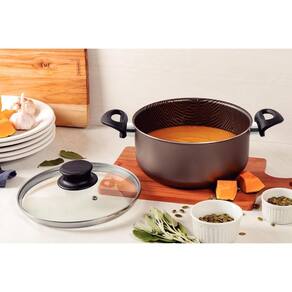 Caçarola tramontina antiaderente paris 24cm tampa vidro 4,9l