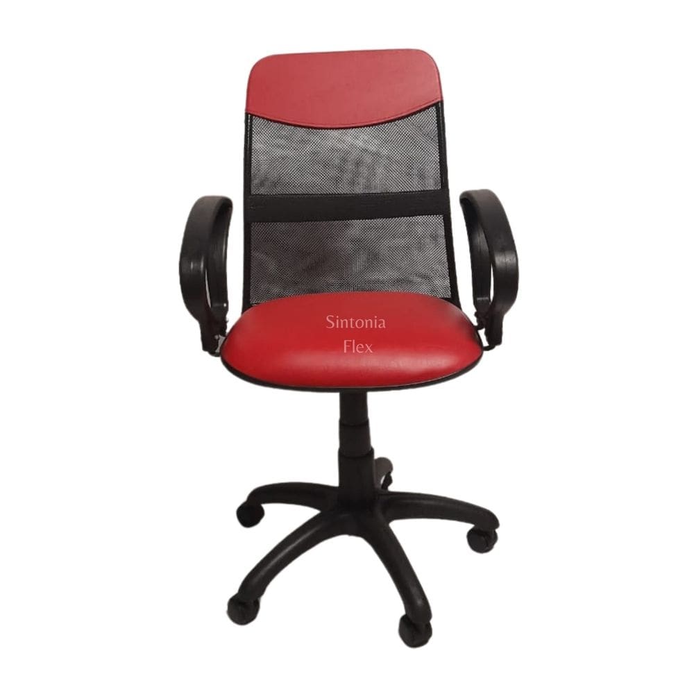 Cadeira diretor tela giratória com faixa - mecanismo relax - braço fixo corano vermelho