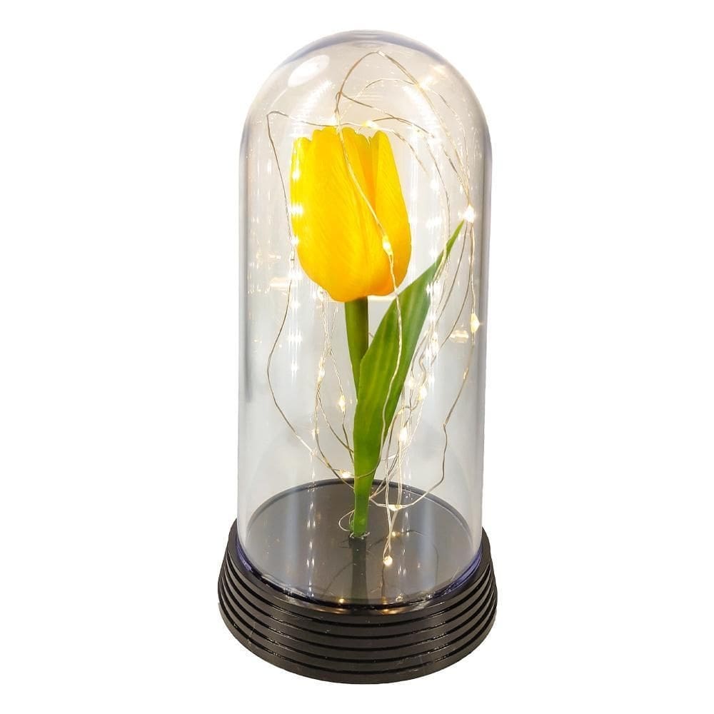 Cúpula com tulipa amarela inspirada no filme a bela e a fera