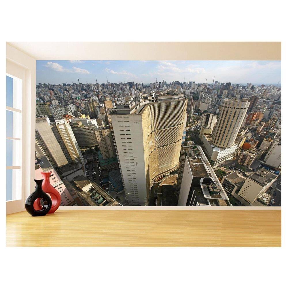 Papel De Parede 3D Cidade São Paulo Prédios Céu 3,5M Ncd335