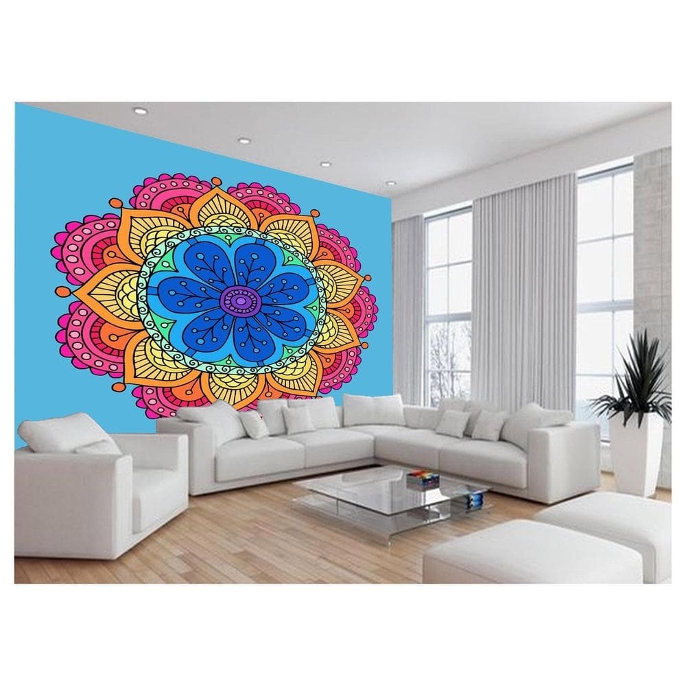 Papel De Parede 3D Arte Mandala Cores Relax Spa 3,5M Tra87