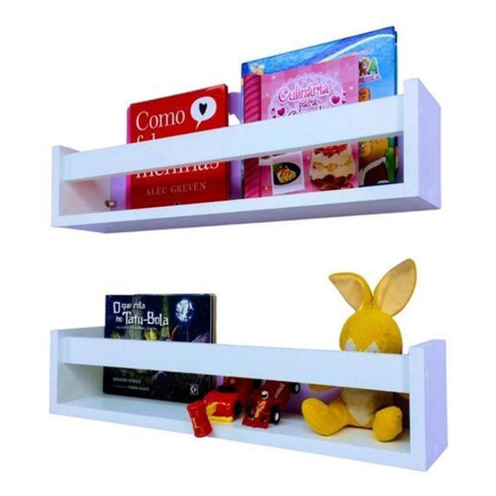 Kit 2 prateleiras livros criança nicho parede livreiro
