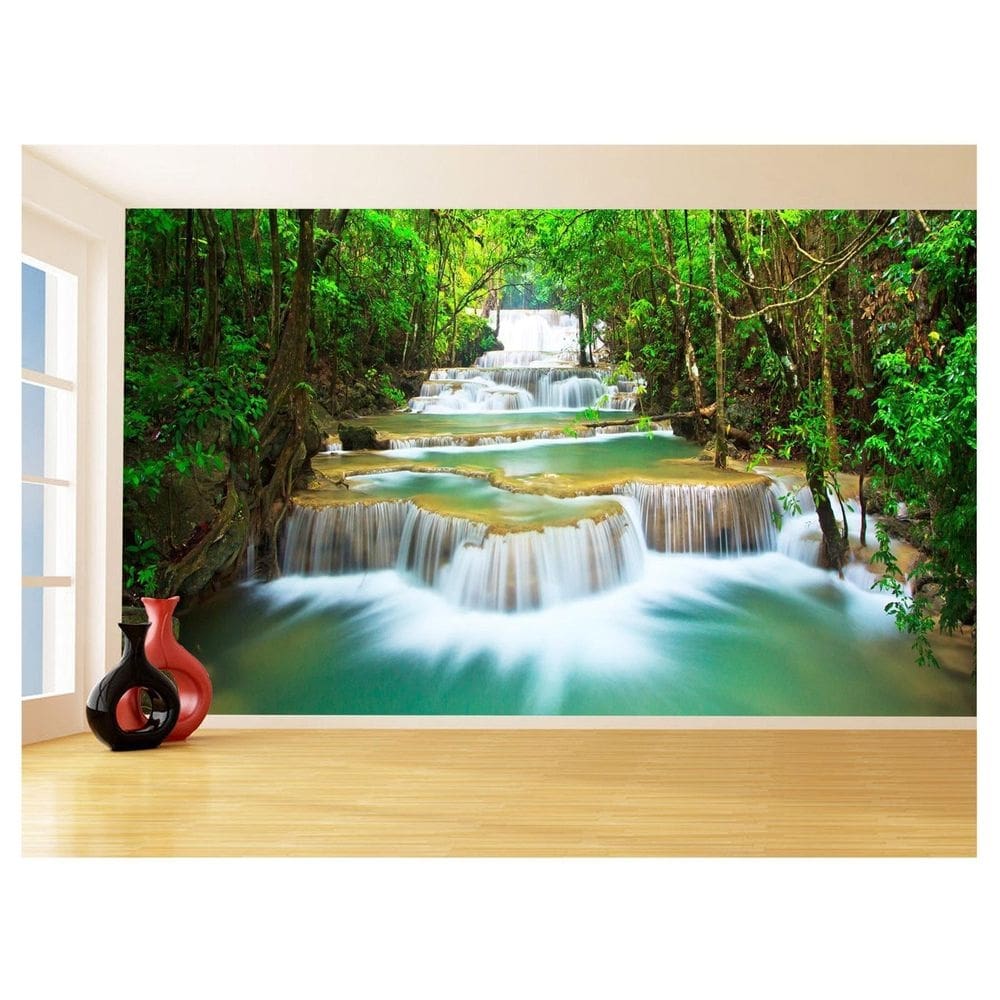 Papel De Parede 3D Paisagem Cachoeira Florestas 3,5M Nch227
