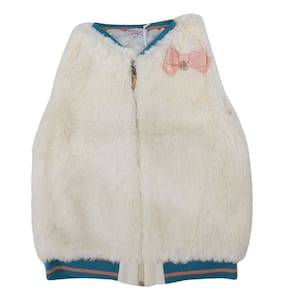 Colete pele infantil menina Mon Sucrê cru/turquesa