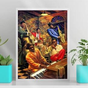 Quadro Decorativo Jazz Band New Orleans 33X24Cm