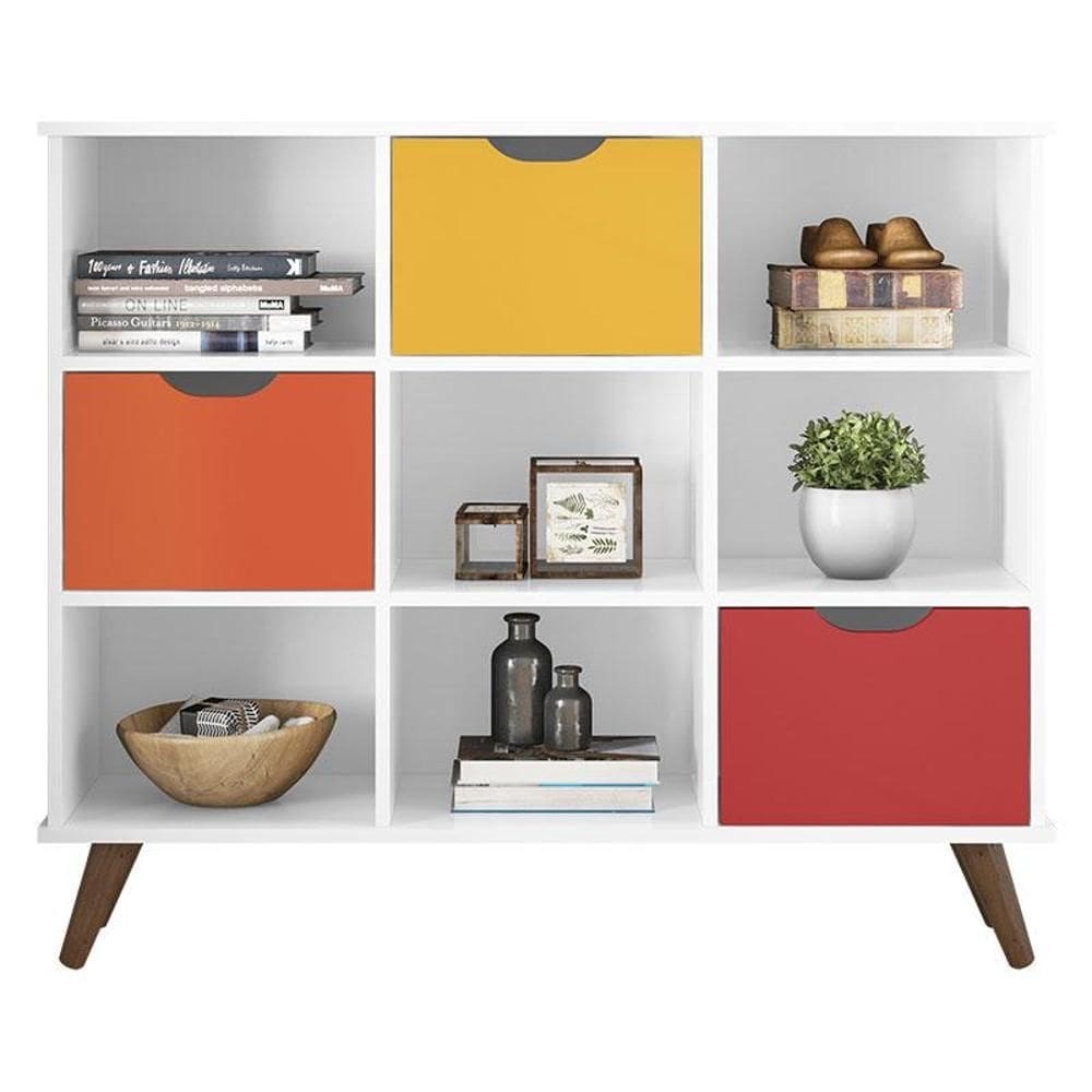 Nicho Organizador Retrô 3 Gavetas Branco Colors - Qmovi
