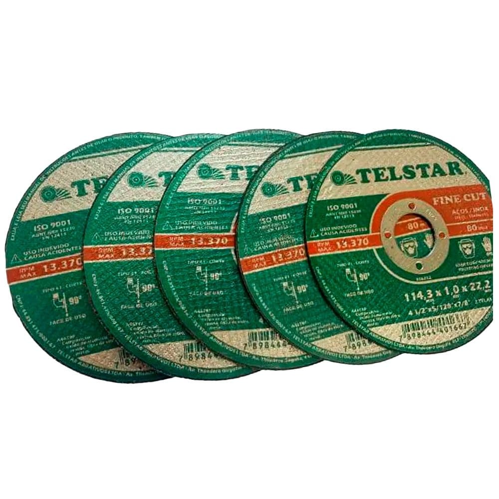 kit 100 Disco Corte Fine Cut Aço Inox 4 1/2 x1.0x7/8 Telstar