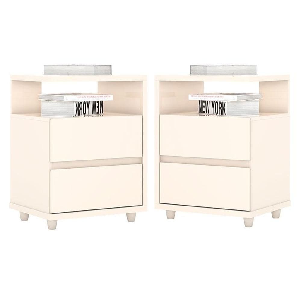 Kit 2 Mesas de Cabeceira Campeche Off White – Henn