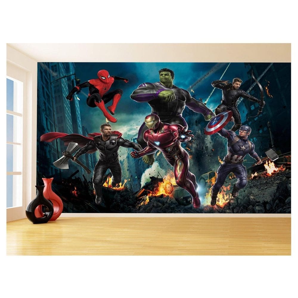 Papel De Parede 3D Heróis Vingadores Hulk Thor 3,5M Nhma120