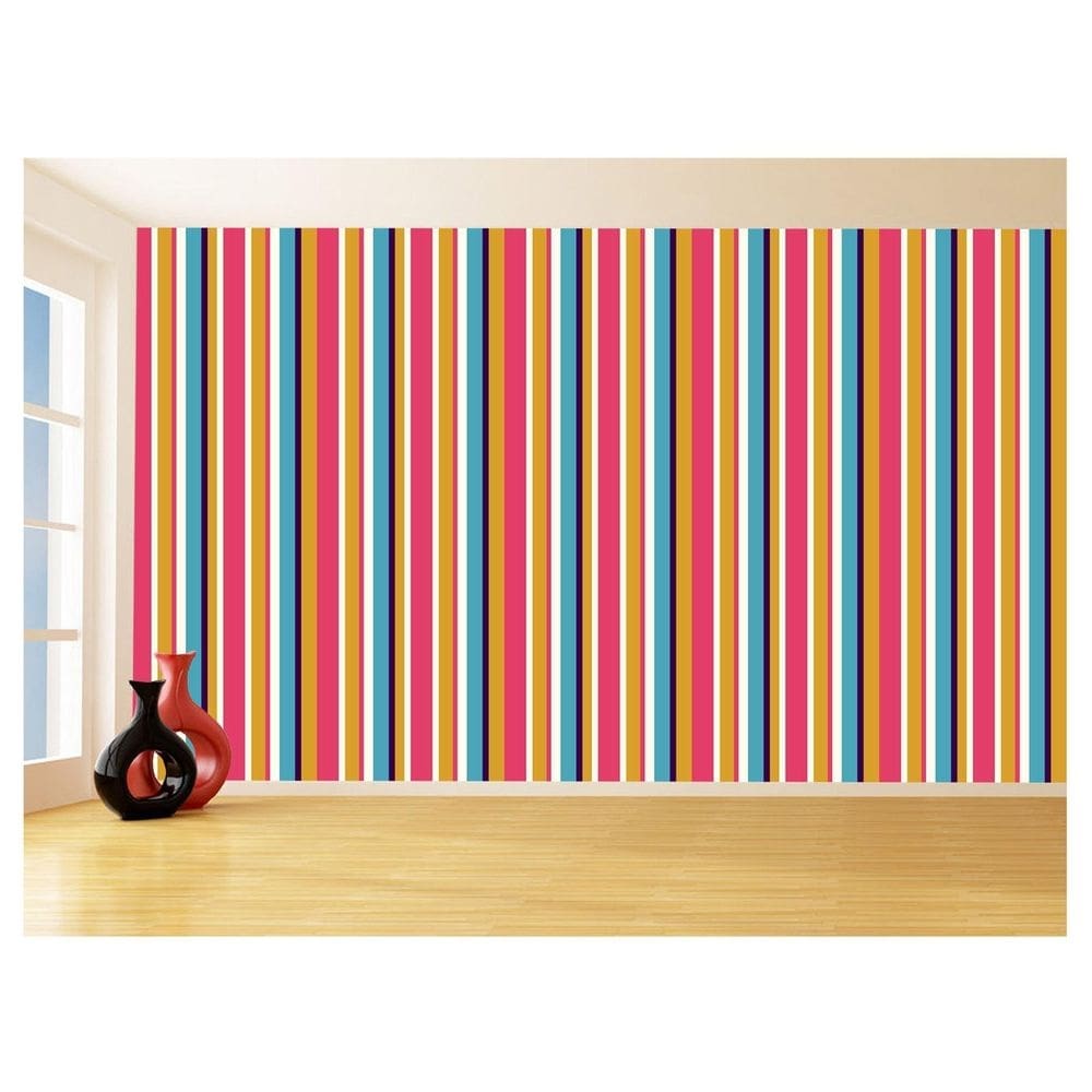 Papel De Parede 3D Listras Coloridas Verticais 3,5M Lst17