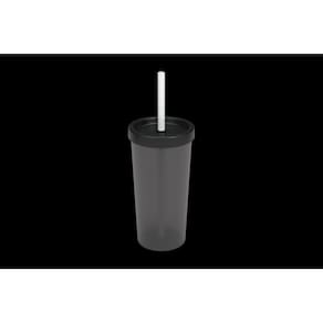 Copo com Tampa e Canudo Coza Nutri 500 ml Preto Fumê