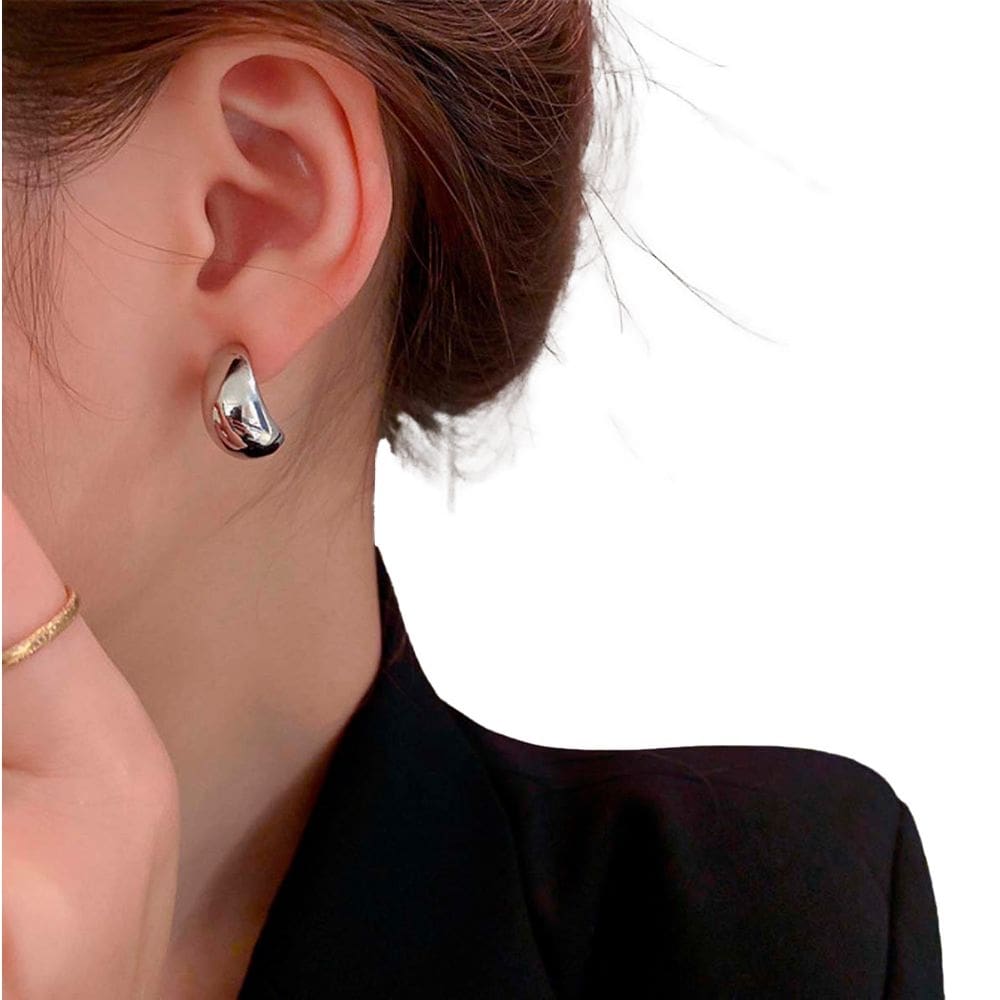 Brinco Feminino Delicado Gota Lua Prata Luxo Elegante