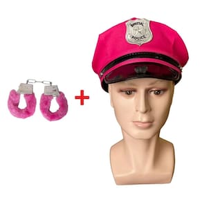 Kit boina chapéu quepe policial rosa pink + fantasia
