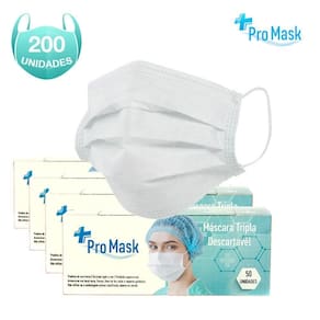 Kit mascara descartavel branca pro mask 200unidades