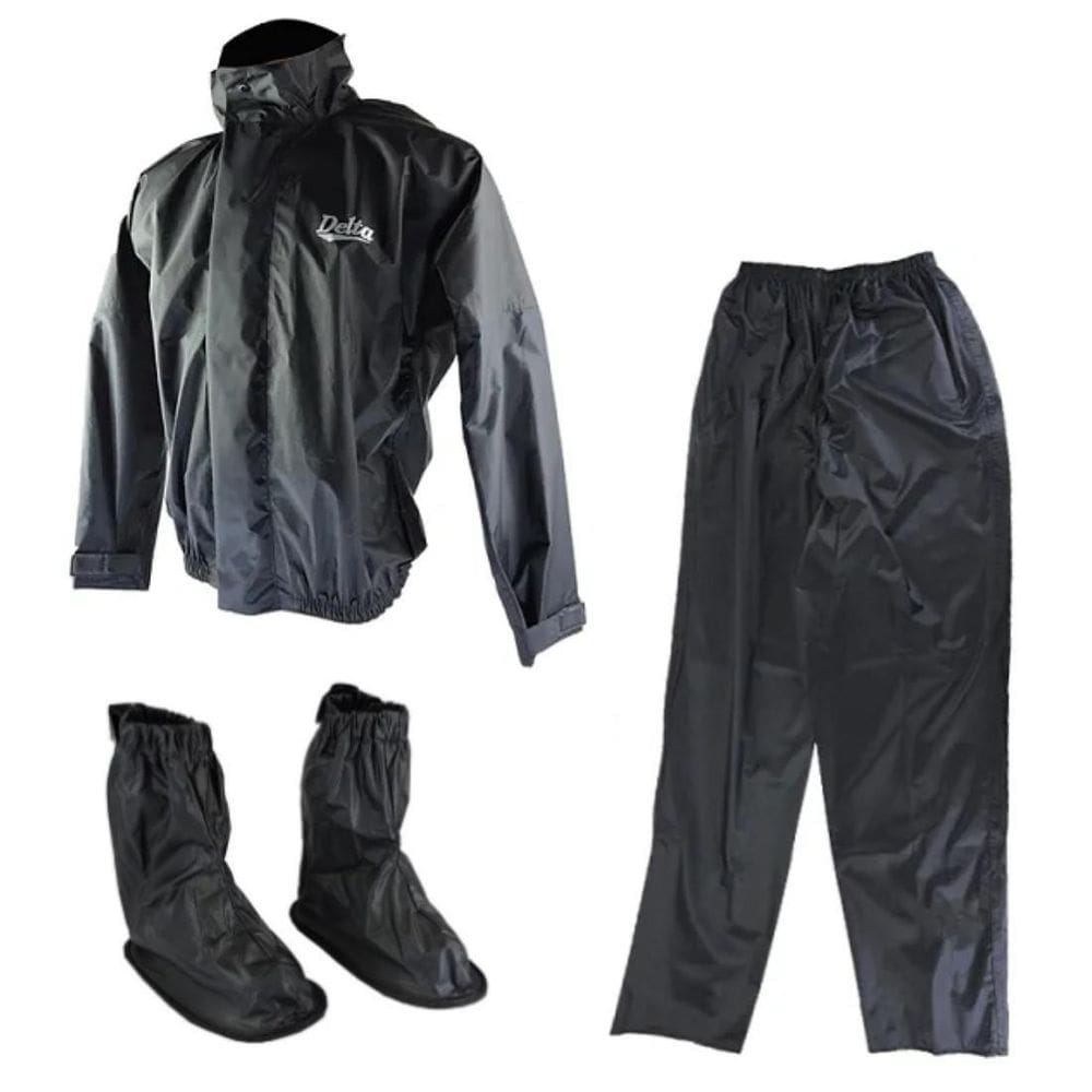 Capa de chuva jaqueta calça nylon impermeavel+polainas pvc-g