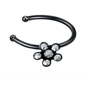 Piercing argolha nariz 3 pontos de luz prateado stras