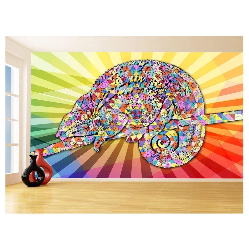 Papel De Parede 3D Animais Pop Art Camaleão Pet 3,5M Pxa09