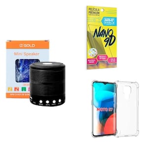 Kit caixa de som + capinha motorola e7 + película 9d