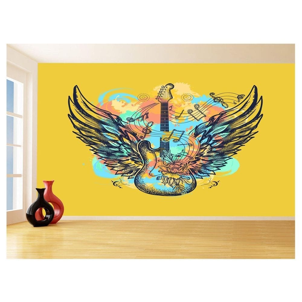 Papel De Parede Musica Guitarra Arte Graffiti 3,5M Mus110